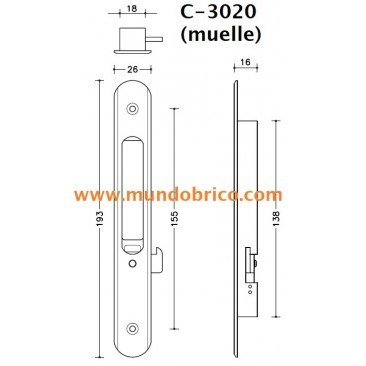 Cierre embutido 3020 (muelle) DERECHO Negro serie europea