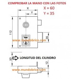 Cerradura AZBE YALE 56B 60 HP Izquierda 