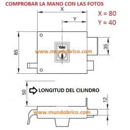 Cerradura AZBE YALE 125 80 HP Derecha 