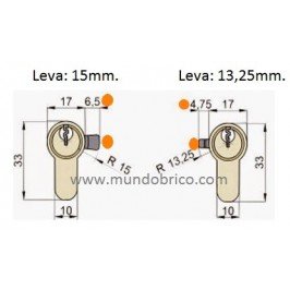 Cilindro CISA C2000 40x40 BOTÓN Latón Leva Larga 