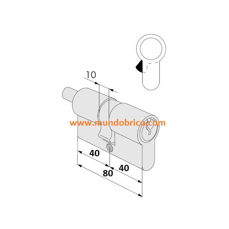 Cilindro CISA C2000 40x40 BOTÓN Latón Leva Larga 