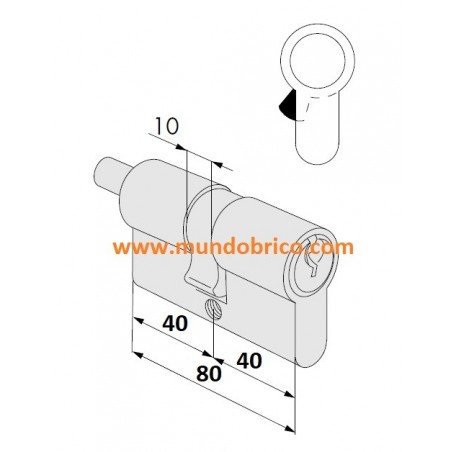 Cilindro CISA C2000 40x40 BOTÓN Latón Leva Larga