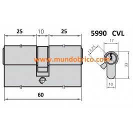 Cilindro CVL 5990 25x25 NIQUEL leva corta