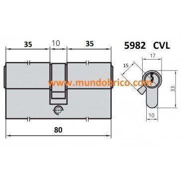 Cilindro CVL 5982 35x35 NIQUEL leva larga