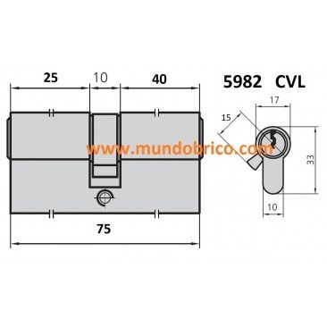 Cilindro CVL 5982 25x40 LATÓN leva larga