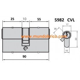 Cilindro CVL 5982 25x55 NIQUEL leva larga