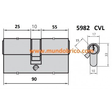 Cilindro CVL 5982 25x55 NIQUEL leva larga