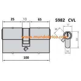 Cilindro CVL 5982 25x65 NIQUEL leva larga