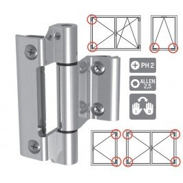 Bisagra STAC Puente HERCULES Lacado Inox