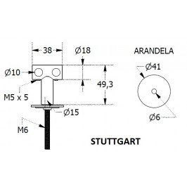 Tirador DOBLE o JUEGO STUTTGART 300mm. INOX