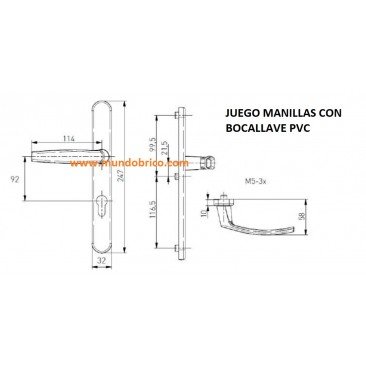 Manilla + Manilla PUERTA PVC Negro Con bocallave