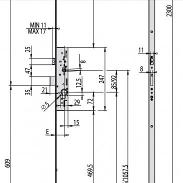 Cerradura CISA 49526/35 Manilla 3 puntos engranajes
