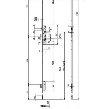 Cerradura CISA 49526/35 Manilla 3 puntos engranajes