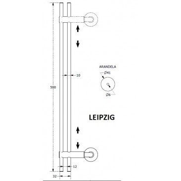 Tirador individual LEIPZIG DESPLAZADO 500mm. INOX