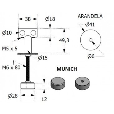 Tirador individual MUNICH 500mm. INOX