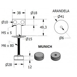 Tirador DOBLE o JUEGO MUNICH 500mm. INOX