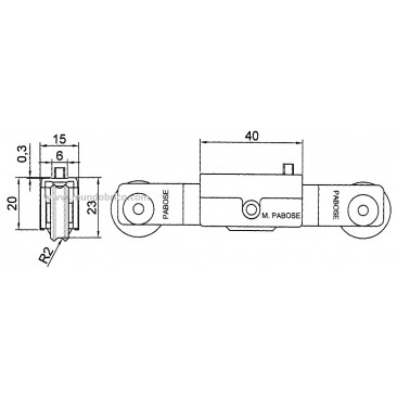 Rueda tándem metálica TT24/5C Pabose s300