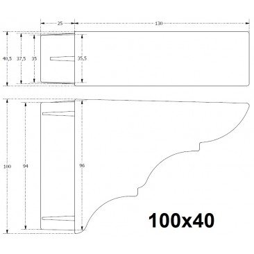 Remate Pérgola Aluminio 100x40 BLANCO