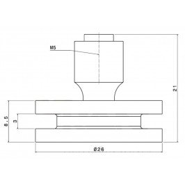 Rodamiento rótula mampara 26mm. NYLON
