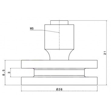 Rodamiento rótula mampara 26mm. NYLON