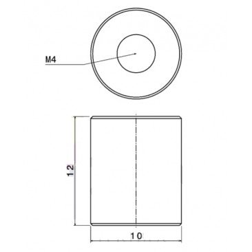 Casquillo 12mm. con tornillo y arandela M034