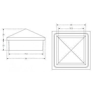 Remate pirámide de aluminio 80x80 en BRUTO de ALUMABE