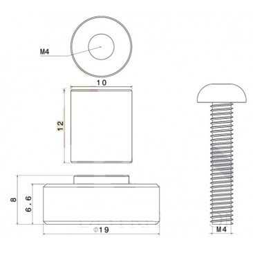 Rodamiento mampara pista lisa 19mm y casquillo de 12mm