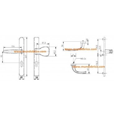 Manilla + Tirador PUERTA PVC 25 Blanca Con bocallave