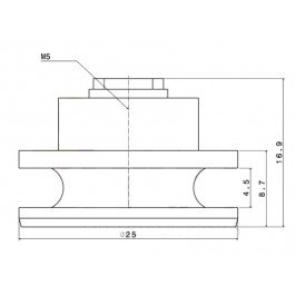 Rodamiento mampara semicircular cuello corto 25mm nylon