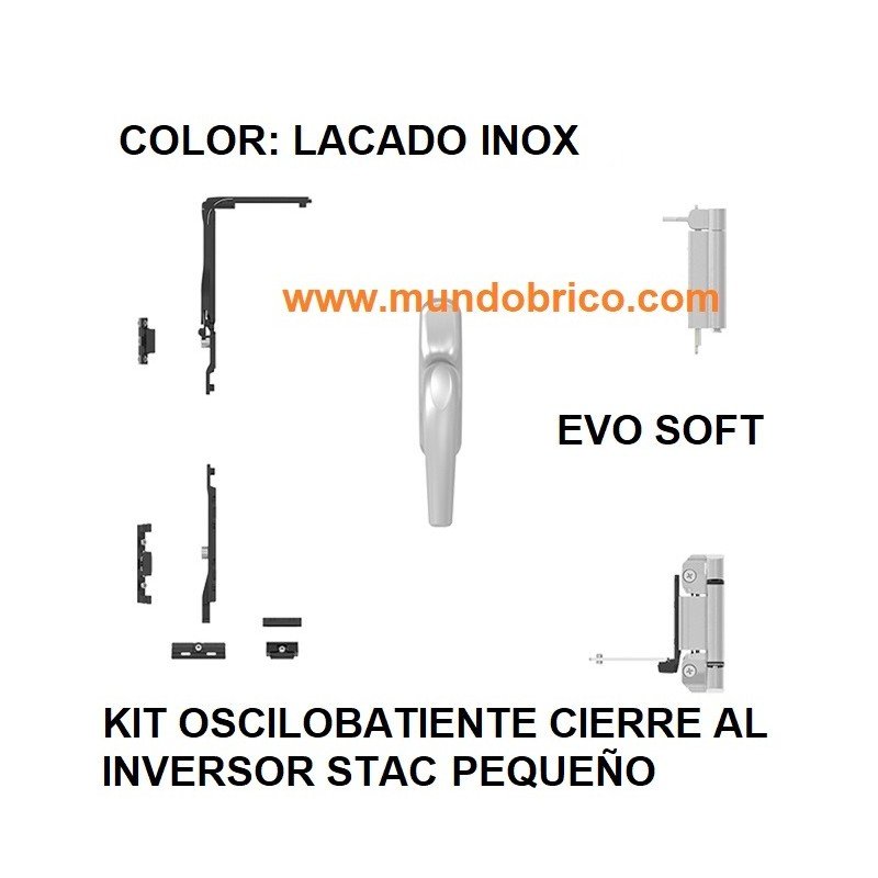KIT Oscilobatiente STAC 1 hoja LACADO INOX PEQUEÑO EVO SOFT