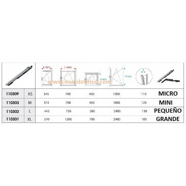 KIT Oscilobatiente STAC 1 hoja LACADO INOX PEQUEÑO EVO SOFT