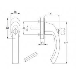 Manilla o cremona con LLAVE PVC Negro