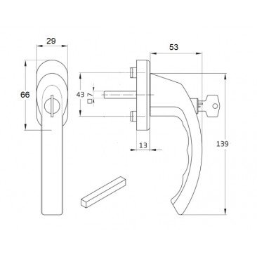 Manilla o cremona con LLAVE PVC Oro