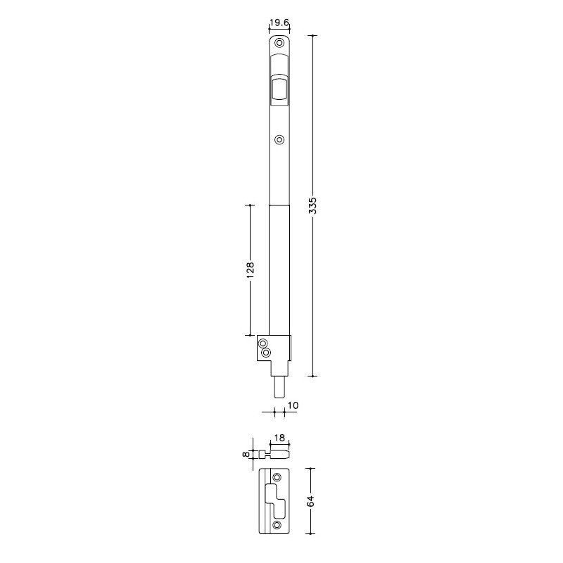 Pasador puerta 4000 GRANDE NEGRO