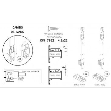 Pasador puerta 4000 PEQUEÑO NEGRO