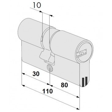 Cilindro CISA Astral SICUR 30x80 Niquelado Leva larga
