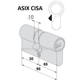 Cilindro CISA ASIX 30x65 Niquelado Leva Larga