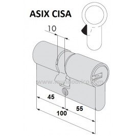 Cilindro CISA ASIX 45x55 Niquelado Leva Larga