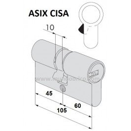 Cilindro CISA ASIX 45x60 Niquelado Leva Larga