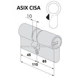 Cilindro CISA ASIX 45x65 Niquelado Leva Larga