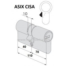 Cilindro CISA ASIX 40x70 Niquelado Leva Larga