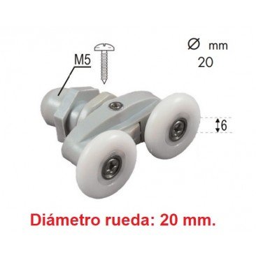 Pinza mampara doble rodamiento 20mm. M5 M081