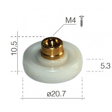 Rueda para mampara de 21mm. de nylon M093