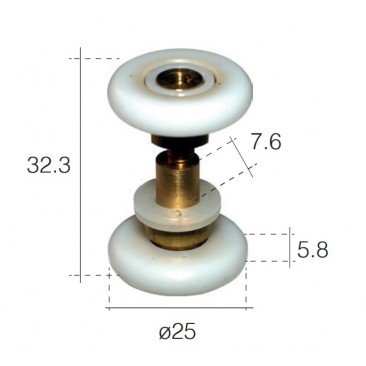 Rodamiento excéntrico doble de mampara de 25mm. M097