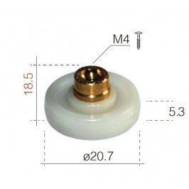 Rueda para mampara de 21mm. de nylon cuello largo M099
