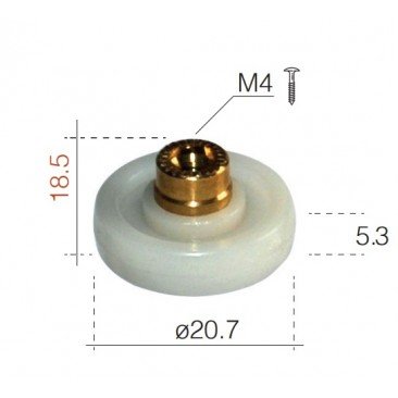 Rueda para mampara de 21mm. de nylon cuello largo M099