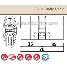 Bombillo TESA T-70 35x35 Niquelado Leva corta doble embrague