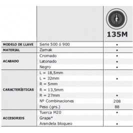 Cerradura lengüeta 32 135 M Cromada