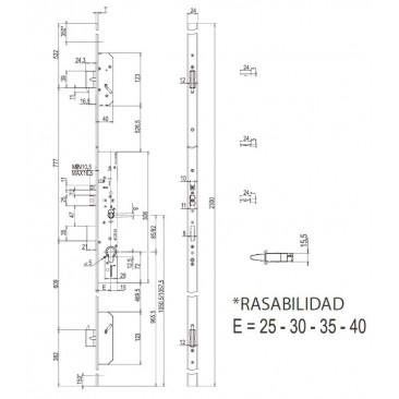 Cerradura Eléctrica CISA 19526-30 3 puntos, engranajes