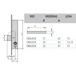 cerradura cvl 196A/0-35 sin cilindro